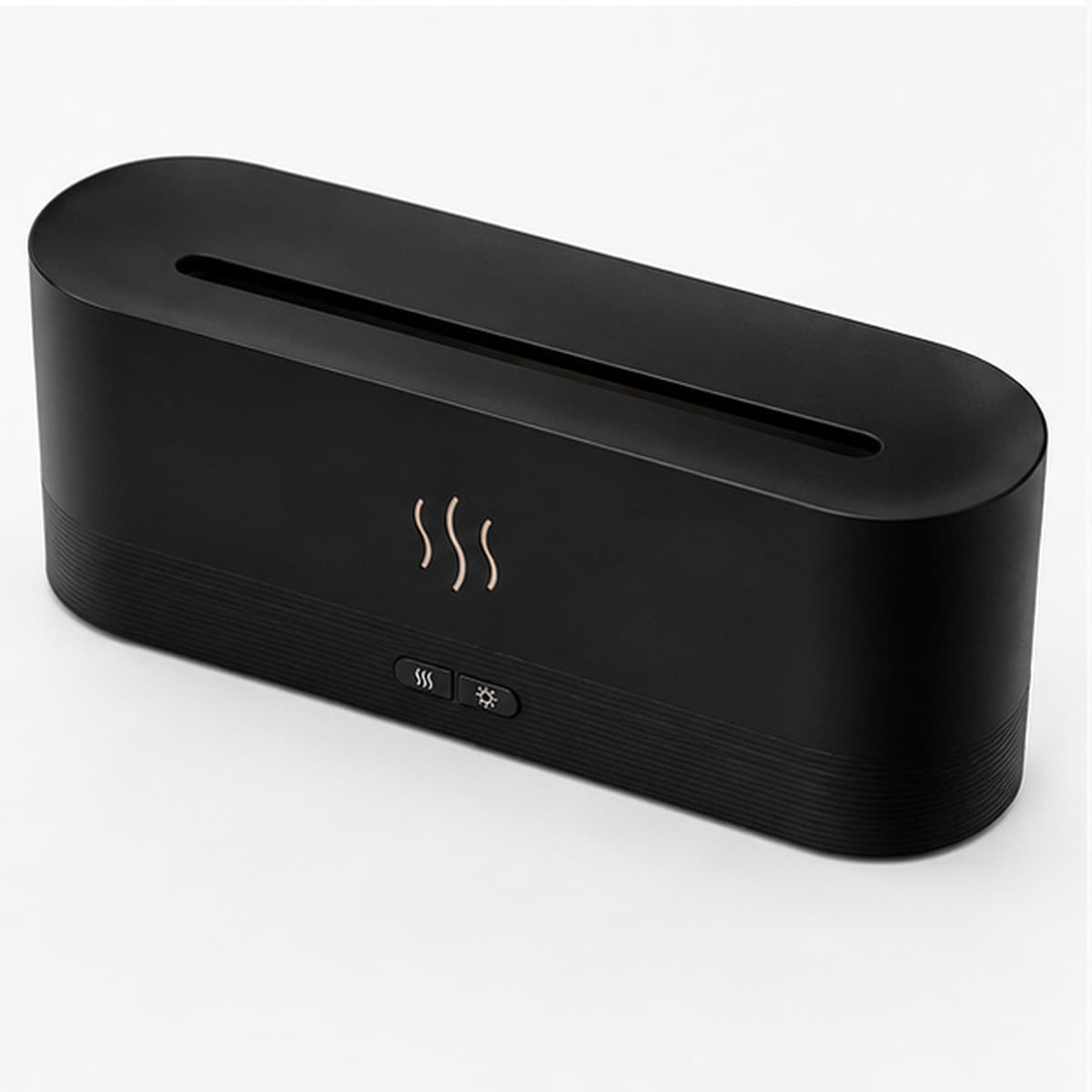 VXhome aroma diffuser XL in mat zwart, schuin van boven gezien met de lange uitlaatspleet