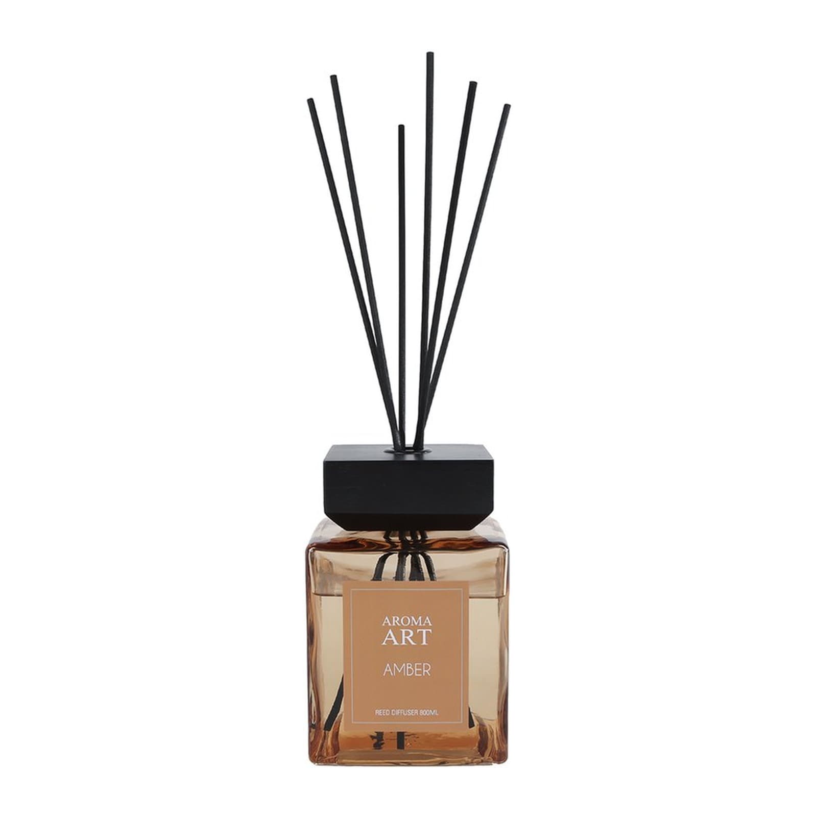 Aroma Art Amber diffuserset 800 ml in amberkleurig glas met geurstokjes