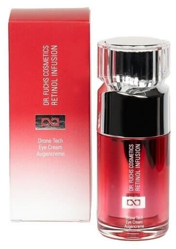 Dr. Fuchs Cosmetics Retinol Infusion oogcrème 15 ml in rood glazen flesje met bijpassende verpakking