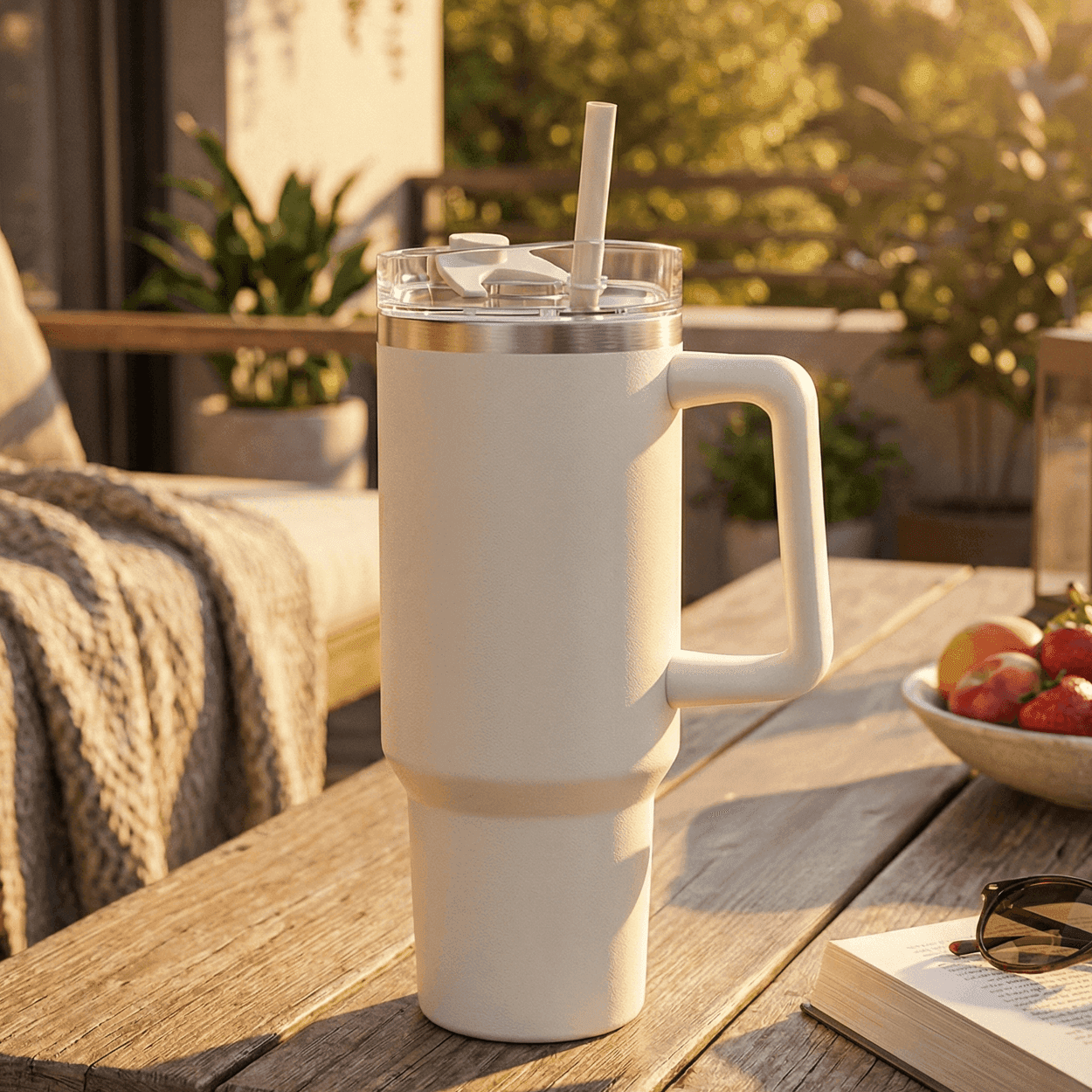 Isolerende thermomok Giant Mug XXL 1,2L - 40 Oz -Beige