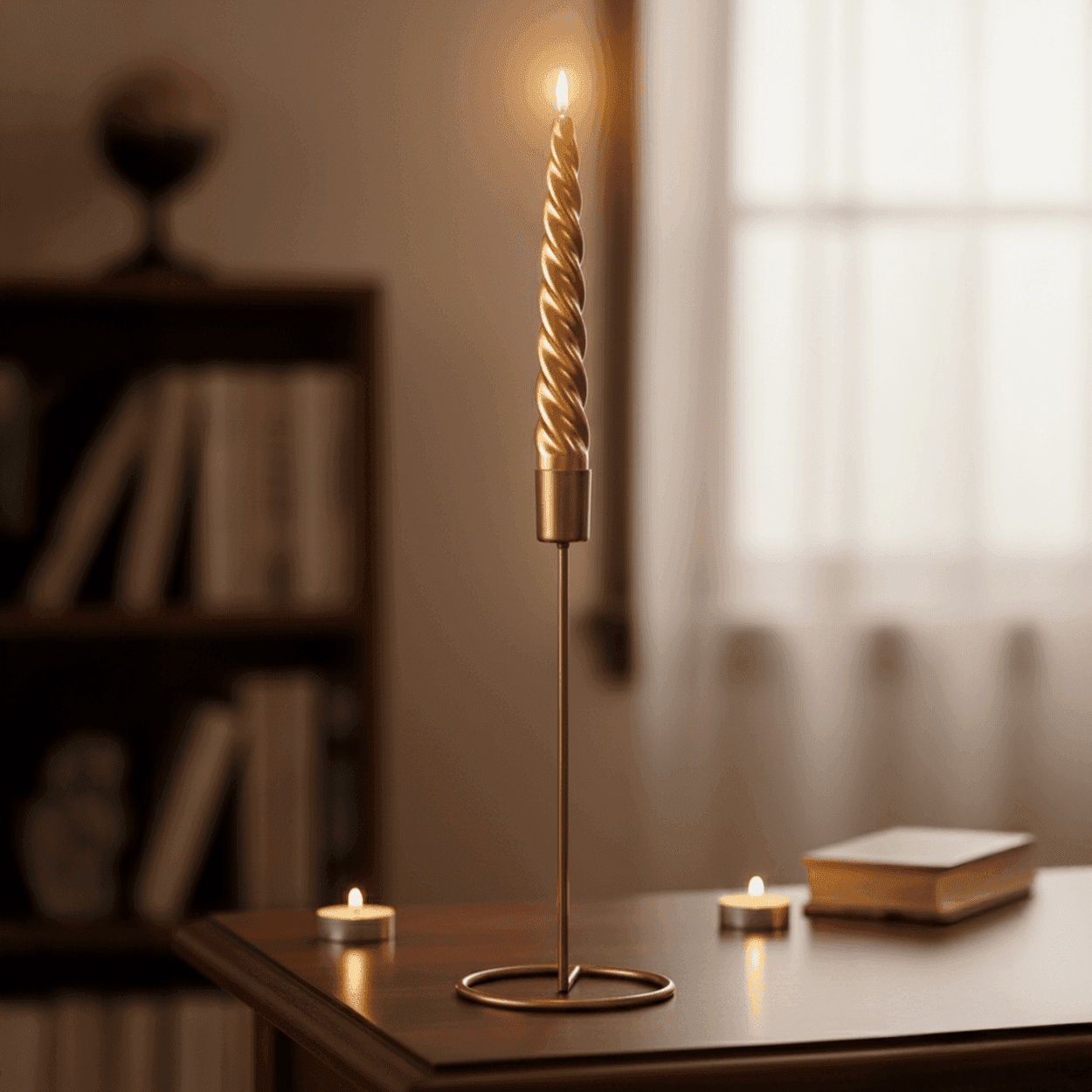 Twisted Candles Gold — set van 2 twisted taper-kaarsen, Ø2,2×25 cm