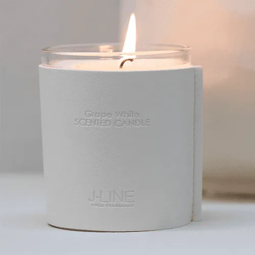Geurkaars Leder Wit 40 uur Floral Grape White - J-line