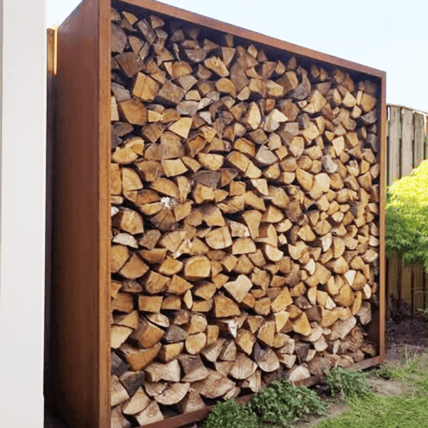 Cortenstaal haardhout opslag cortenstaal VXhome