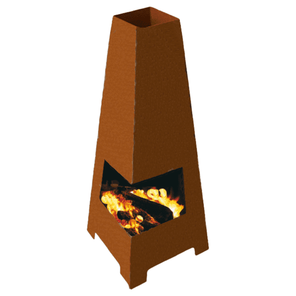 Piramidcorner Vuurhaard cortenstaal H=150 VXhome brandend