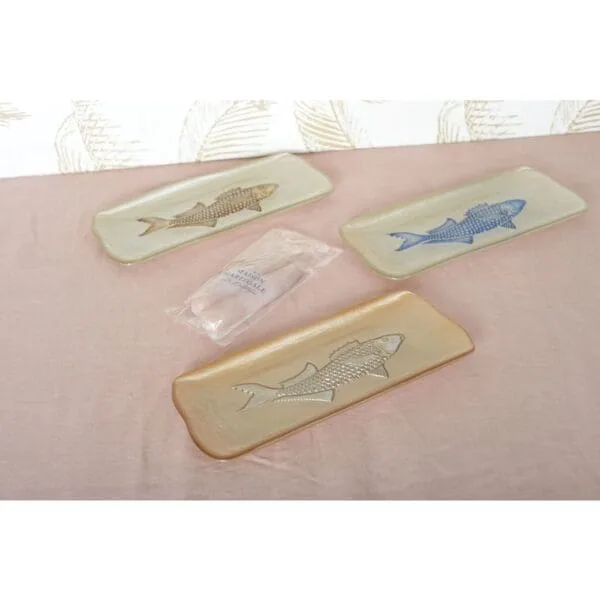 RECHTHOEKIGE VANILLE SCHAAL MET GOUDEN VIS 31,7X12,7CM - Afbeelding 2