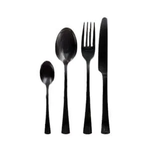 GLANZEND ZWART 24-DELIG KEUKENGEREI