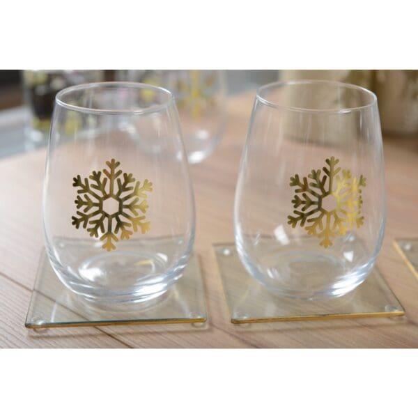 SET 6 VIERKANTE ONDERZETTERS MET GOUDEN RAND - Afbeelding 2