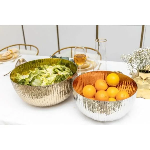 RONDE GOUD EN ZILVEREN SALADEKOM - SET VAN 2 - 33 EN 35CM - Afbeelding 2