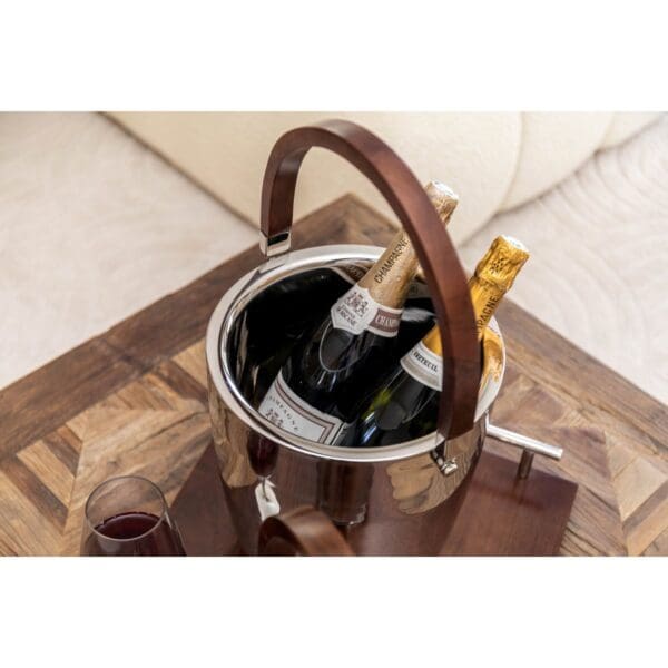 DUBBELWANDIGE IJSBAKJE MET HOUTEN HANDVAT EN DEKSEL 19X19X24CM - Afbeelding 2