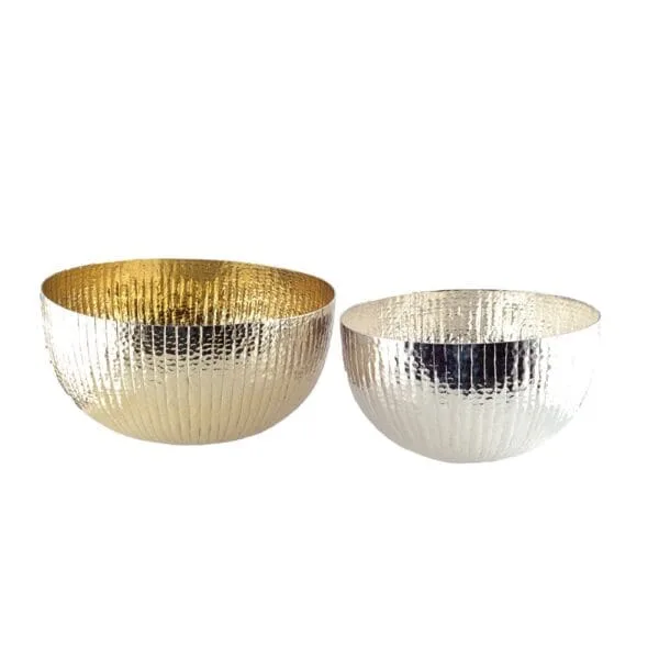 RONDE GOUD EN ZILVEREN SALADEKOM - SET VAN 2 - 33 EN 35CM
