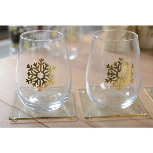 SET 6 VIERKANTE ONDERZETTERS MET GOUDEN RAND - Afbeelding 3