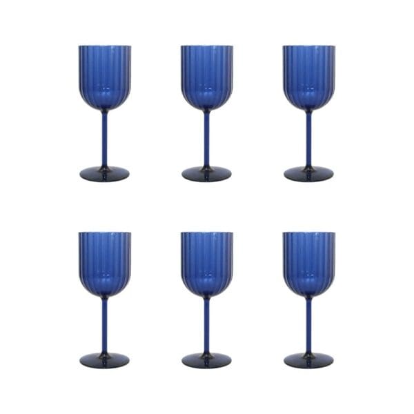 Acrylblauwe wijnglazen - set van 6