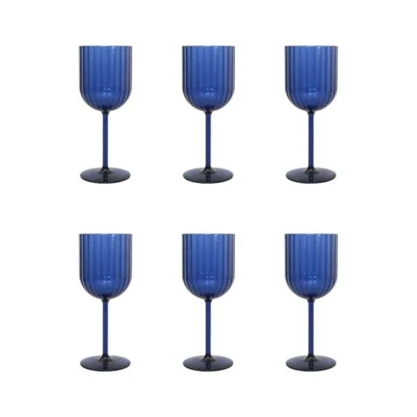 Acrylblauwe wijnglazen - set van 6