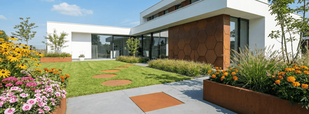 Staptegels cortenstaal Banner VXhome