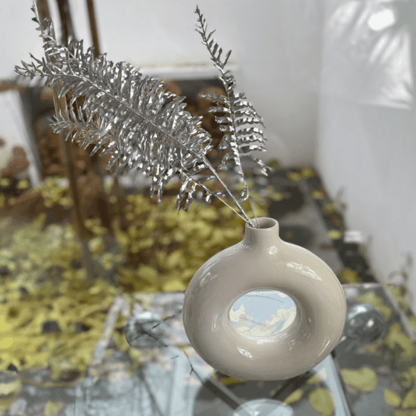 Cirkel Vaas 30x30x10cm Wit VXhome Bloemenvaas