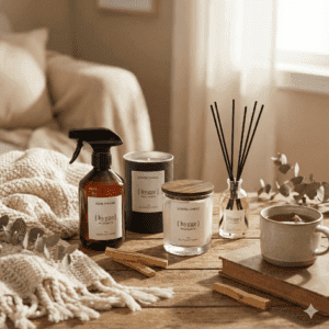 Hygge Palo Santo geschenkset — geurstokjes 100ml, interieurspray 500ml en geurkaars 200g (The Olphactory)