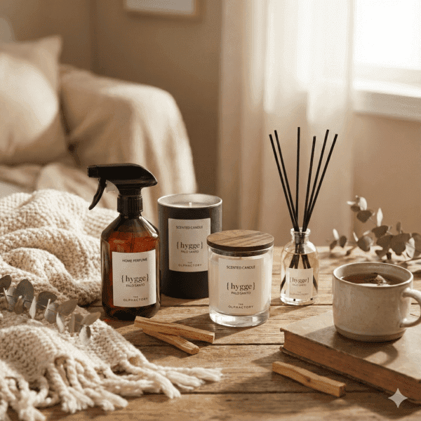 Hygge Palo Santo geschenkset — geurstokjes 100ml, interieurspray 500ml en geurkaars 200g (The Olphactory)