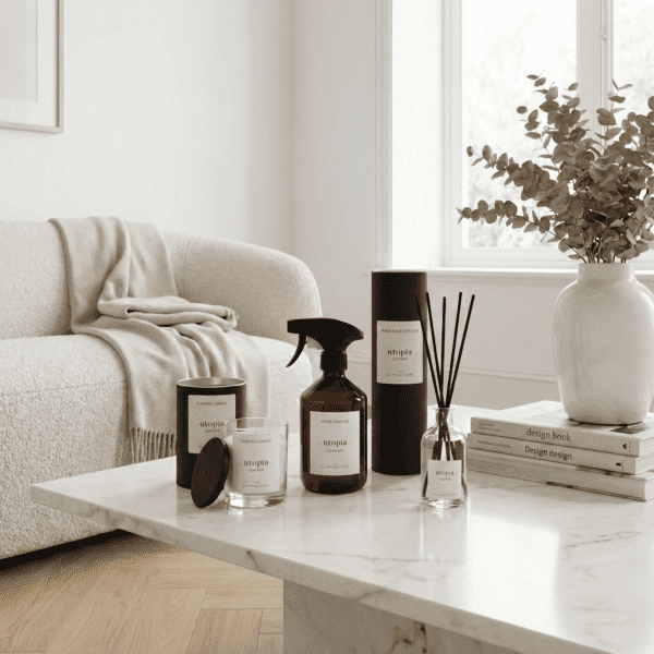 Utopia - Leather The Ophactory geschenkset — geurstokjes 100ml, interieurspray 500ml en geurkaars 200g (The Olphactory)